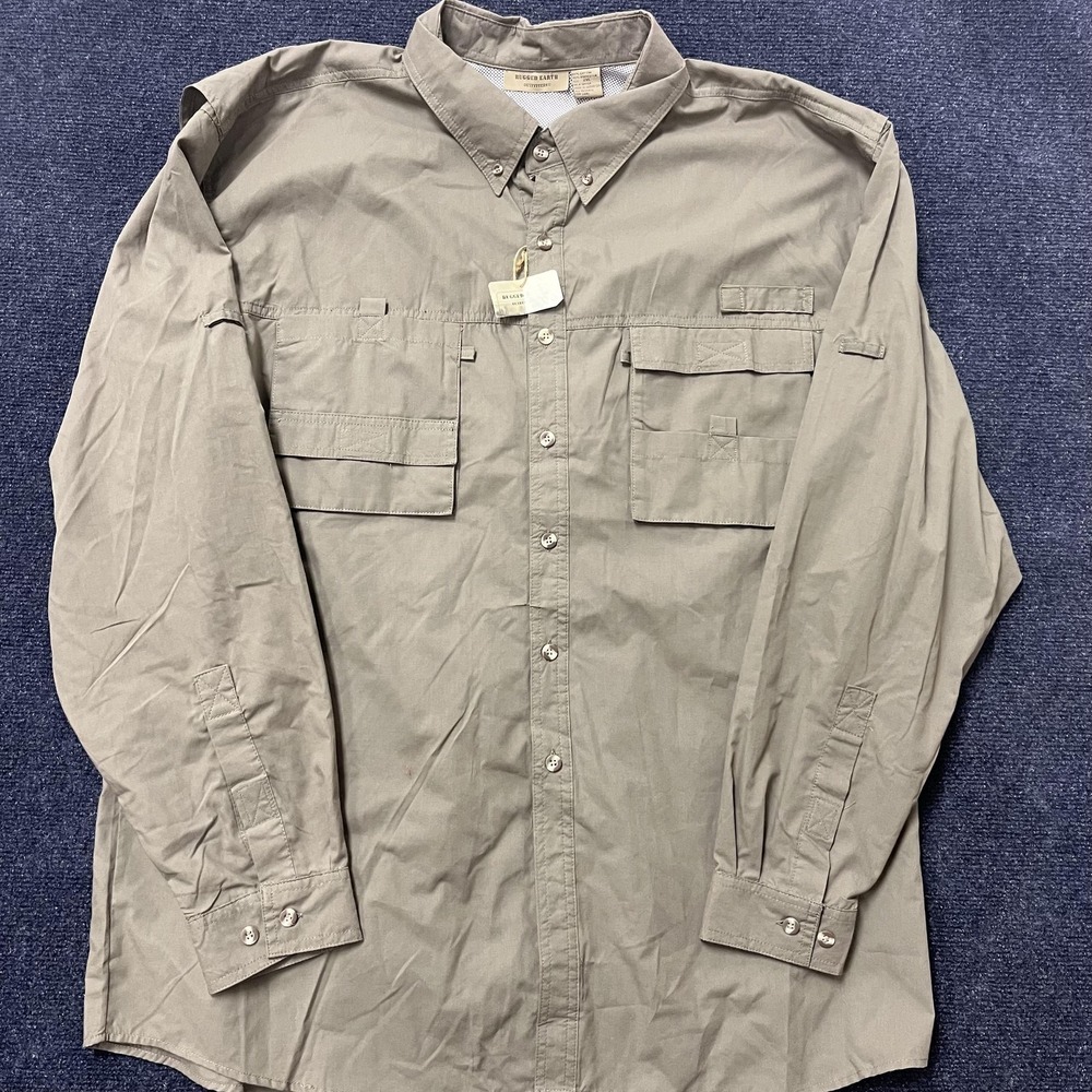 Rugged Earth Outfitters Mens 2XL Long Sleeve Outdoor Fishing Button Up Shirt